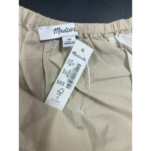 Madewell NWT Patchwork Tie Front Poplin Top in Summer Dune Size 2X MSRP $108 - Picture 5 of 7